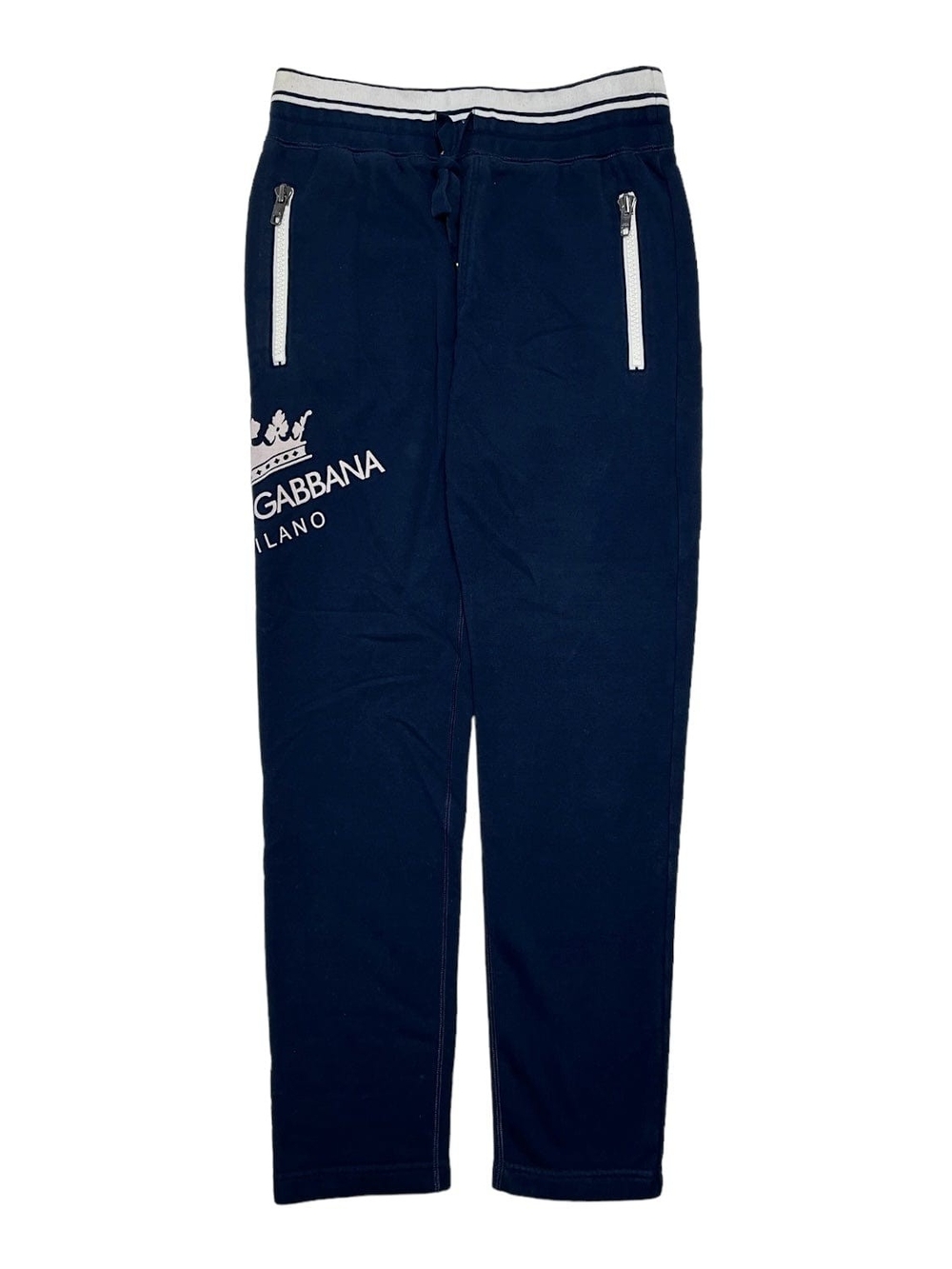 Dolce & Gabbana Navy Blue Milano Crown Logo Sweatpants Joggers IT 44 / US XS